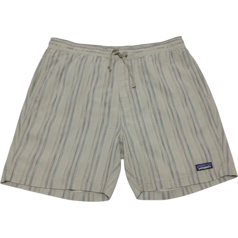 Patagonia Baggies Natural Shorts Mens L Striped Hemp Cotton Coastal Surf Granola